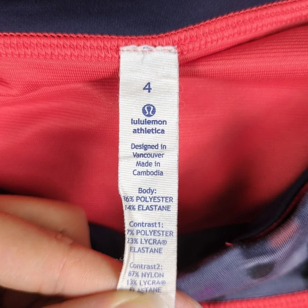 Lululemon Speed Up Shorts Womens 4 Orange Polka Dot Waistband 3